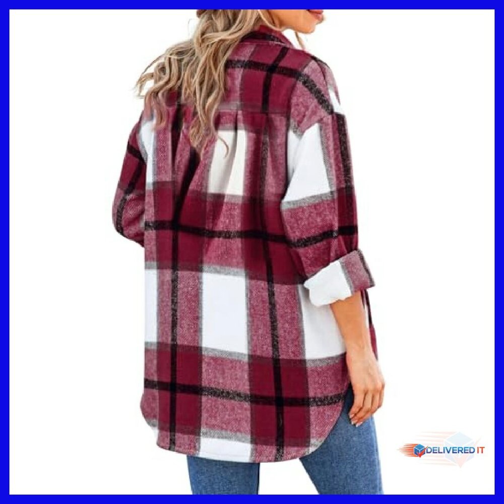 Soft Flannel Shacket Button-Down Blouse with Pock… - image 3